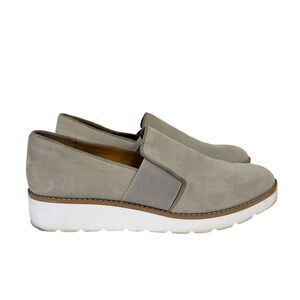 Franco Sarto Hailie Wedge Loafers Grey Suede Slip on Sneakers Comfort Shoes 8.5